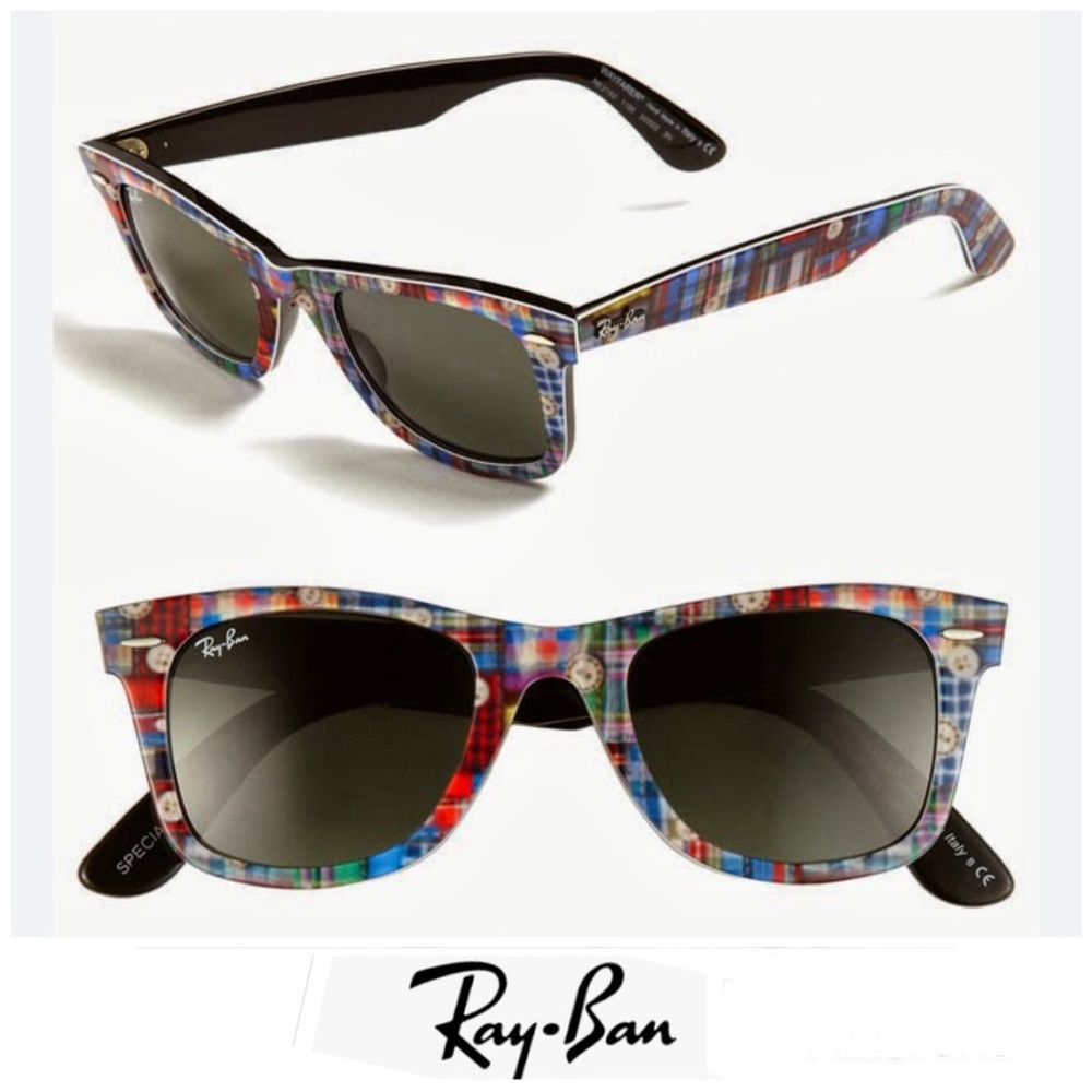 ♦️SOLD♦️RAY-BAN RB2140 Special Series Wayfarer Gray Lenses Multicolor Frame - Picture 1 of 15